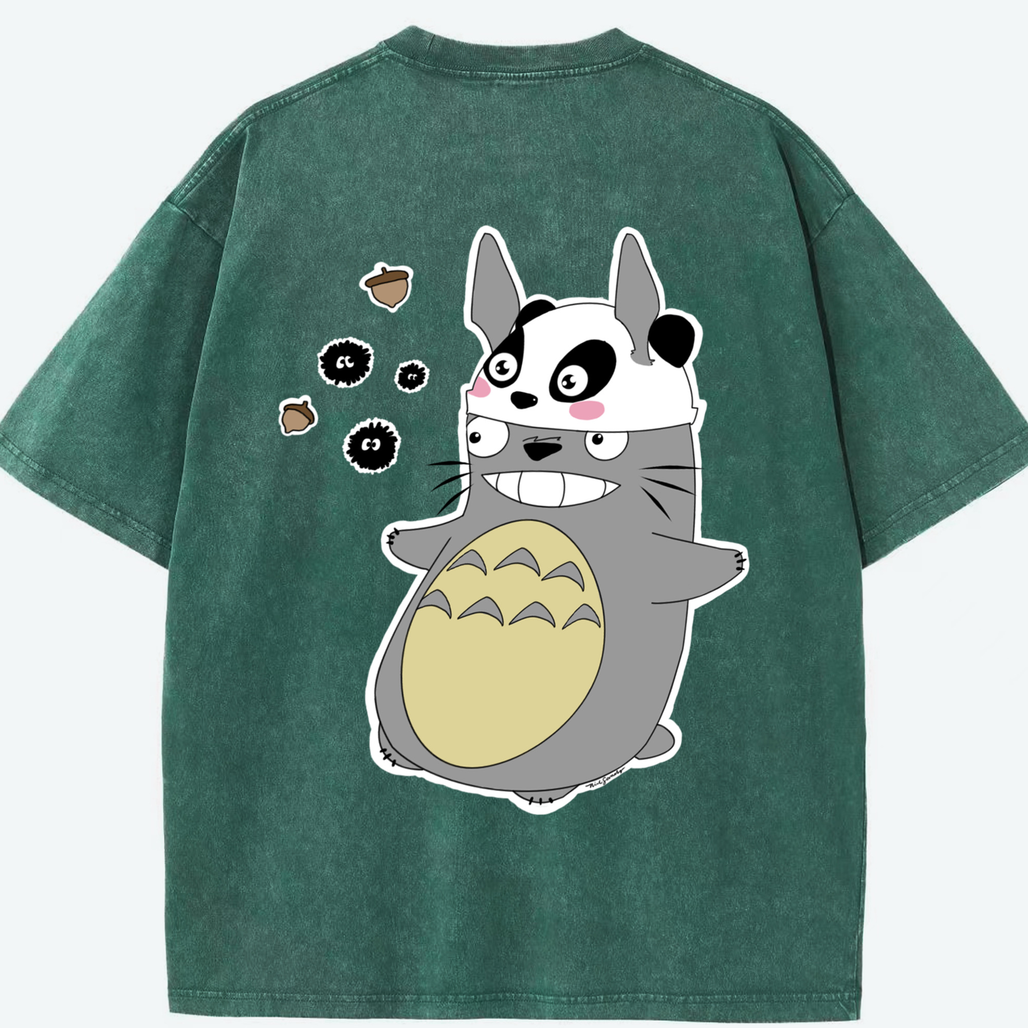 （画像用） となりのトトロ 草壁メイ 草壁サツキ My Neighbor Totoro Satsuki Kusakabe Mei Kusakabe 綿100% ヴィンテージ風 半袖Tシャツ（背面プリント）